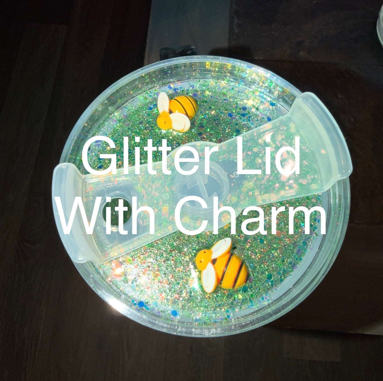 Add-On Glitter Lid with Charm (To Match Glitter in Tumbler)